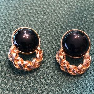 J Anna Young black and gold doorknocker earrings